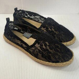 H&M Women Shoes Black Lace Espadrille Size 8.5 Flats